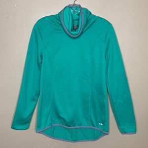 CHAMPION Top Green & Gray Duo-Dry Cowl Neck Outdoor Active Wear Casual Small